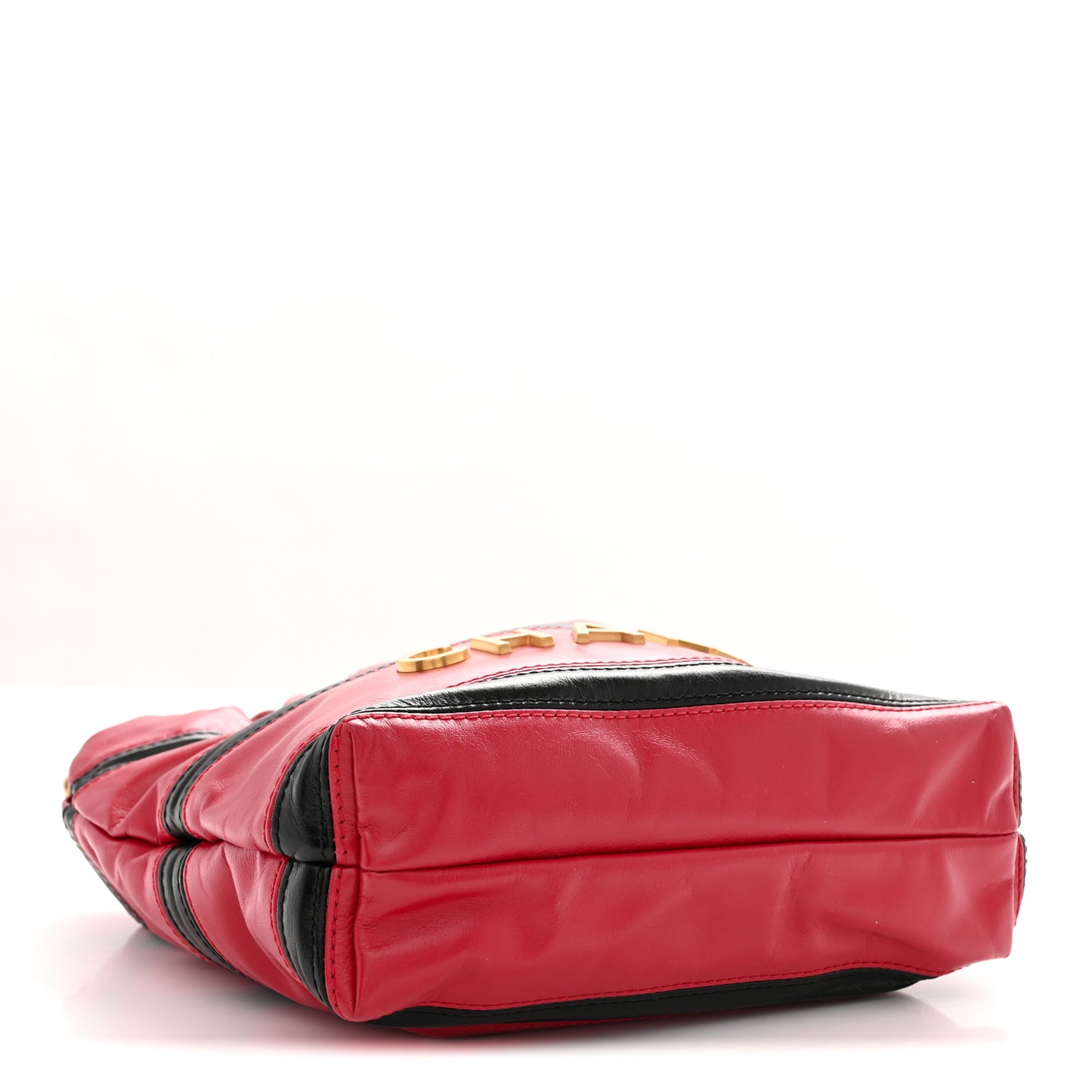 Shiny Calfskin Striped Mini Chanel 22 Red Black