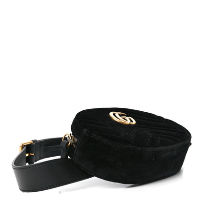 Gucci Velvet Matelasse GG Marmont Belt Bag 95 38 Black 4 of 13