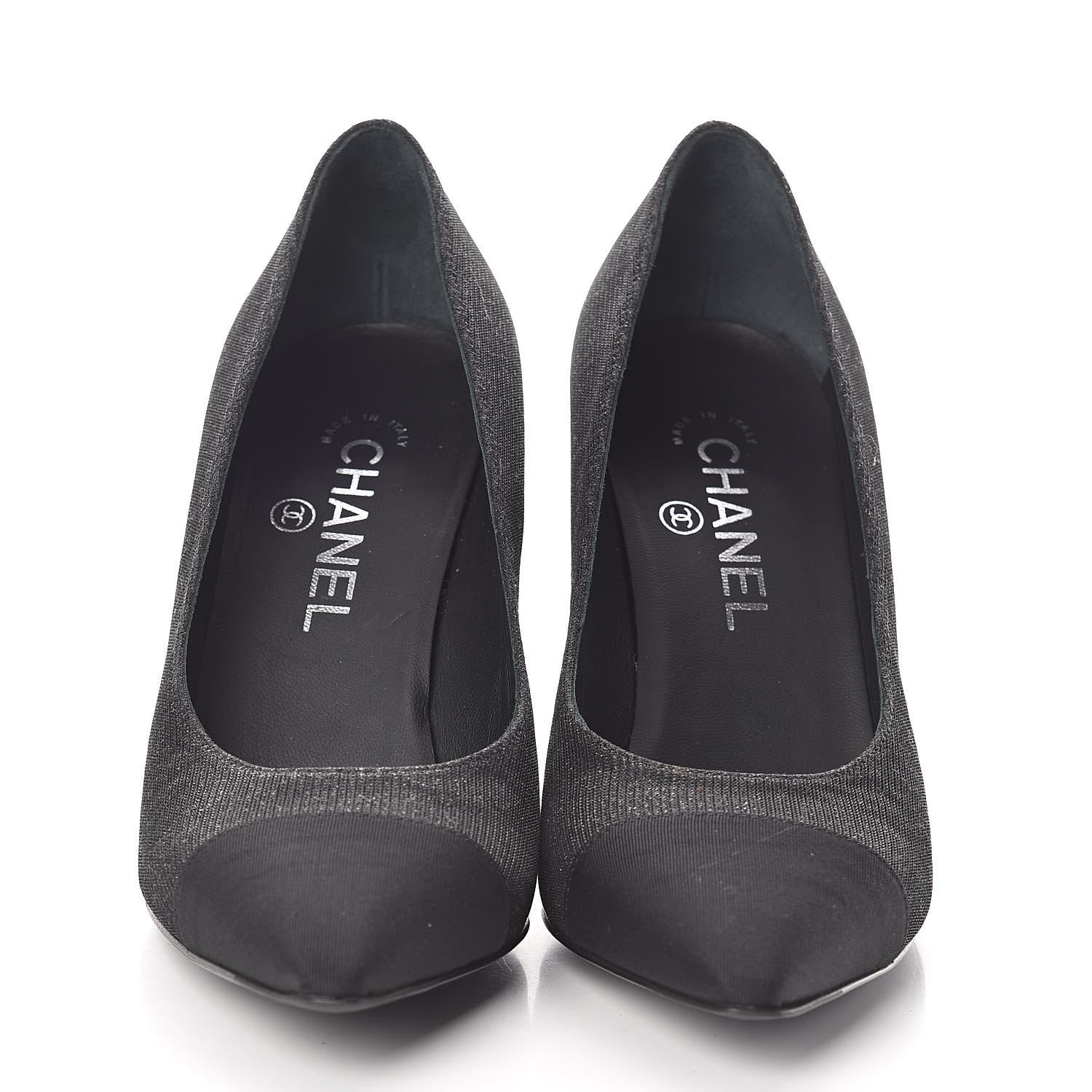Chanel Fantasy Fabric Grosgrain Cap Toe Pumps 37.5 Black 2 of 8