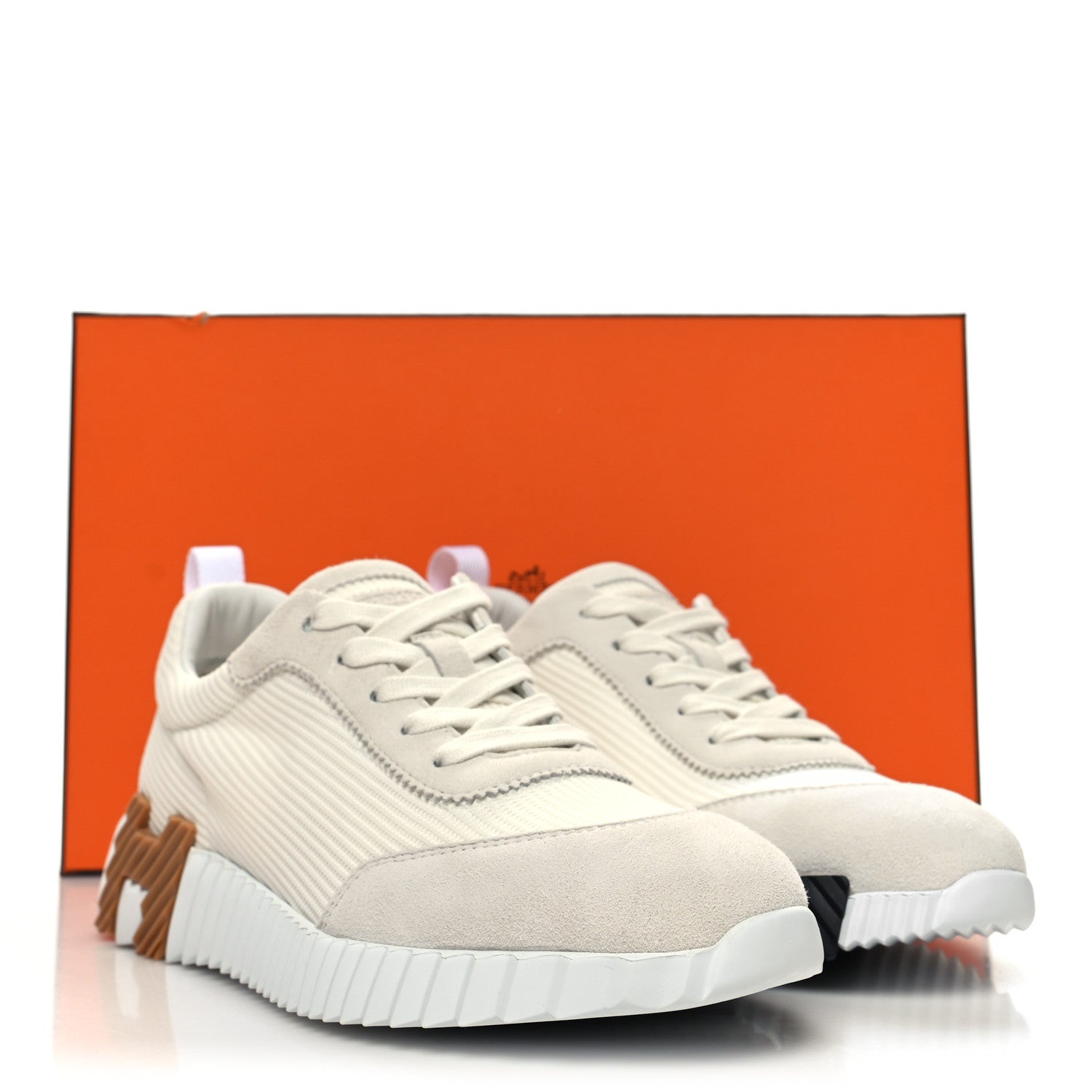 Hermes Technical Mesh Suede Goatskin Bouncing Sneakers 37 White 9 of 9