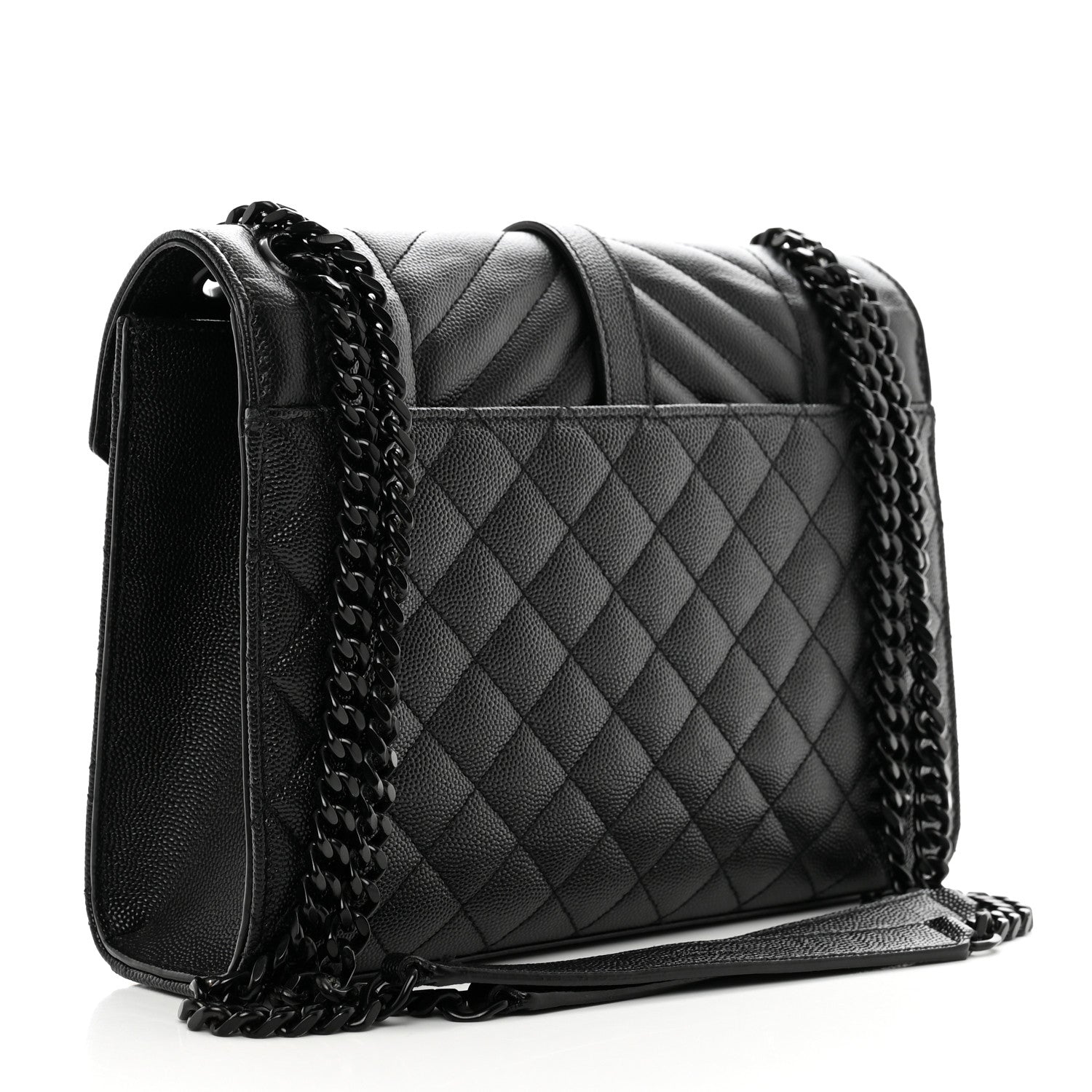 Saint Laurent Grain De Poudre Textured Mixed Matelasse Triquilt Medium Monogram Monochrome Satchel Black 3 of 12