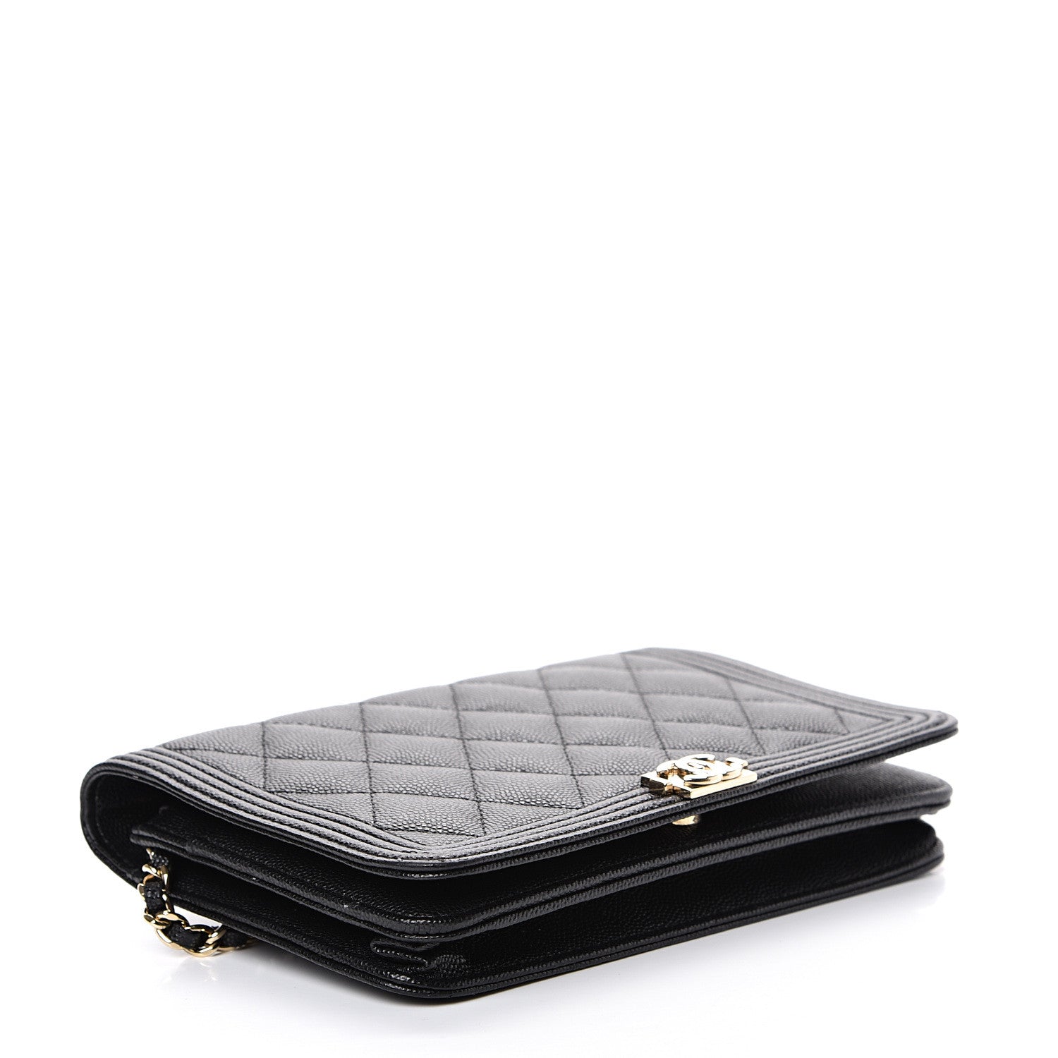 Chanel Caviar Quilted Boy Wallet On Chain WOC Black 3 of 13