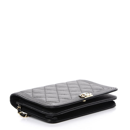 Chanel Caviar Quilted Boy Wallet On Chain WOC Black 3 of 13