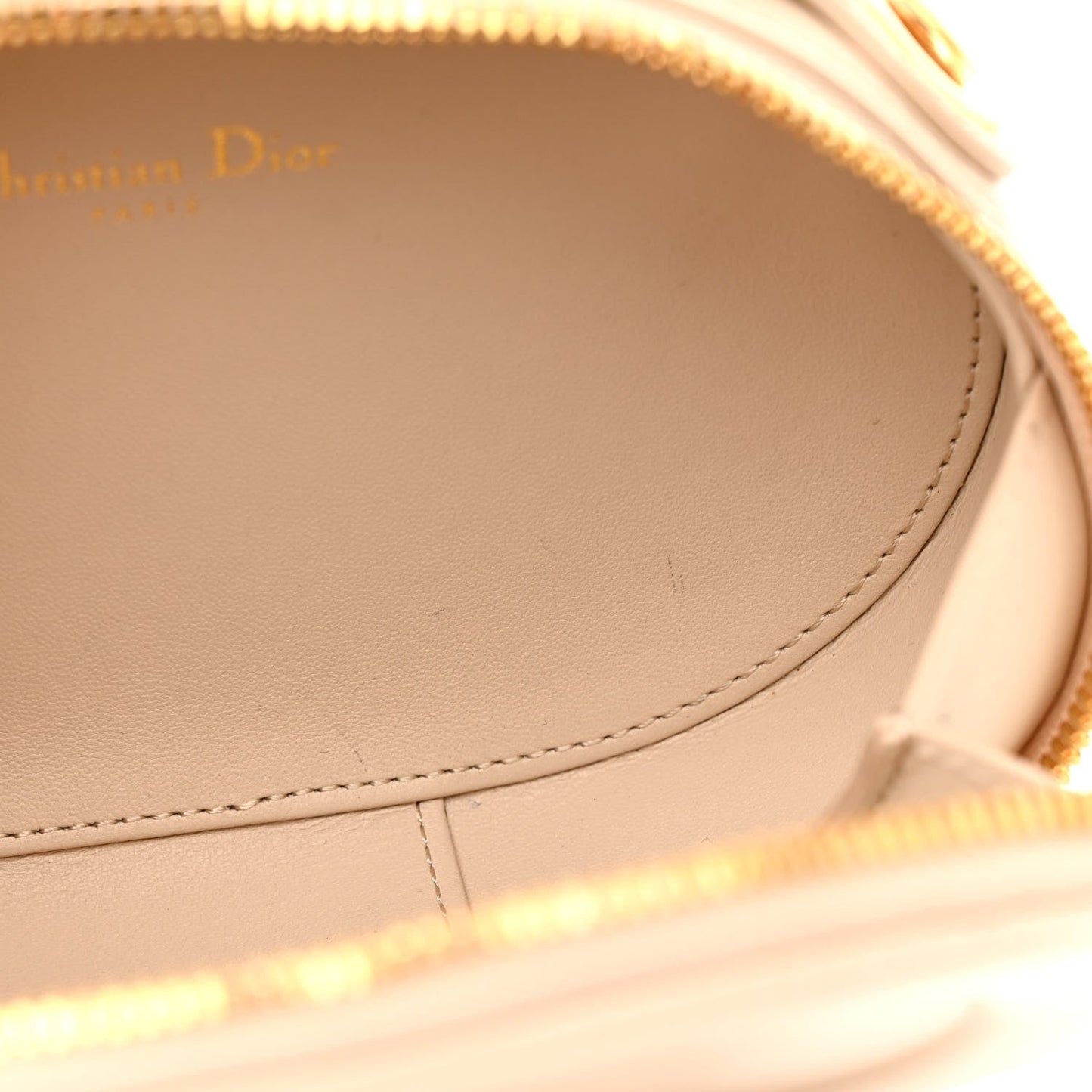 Calfskin CD Signature Oval Crossbody Camera Bag Caramel Beige