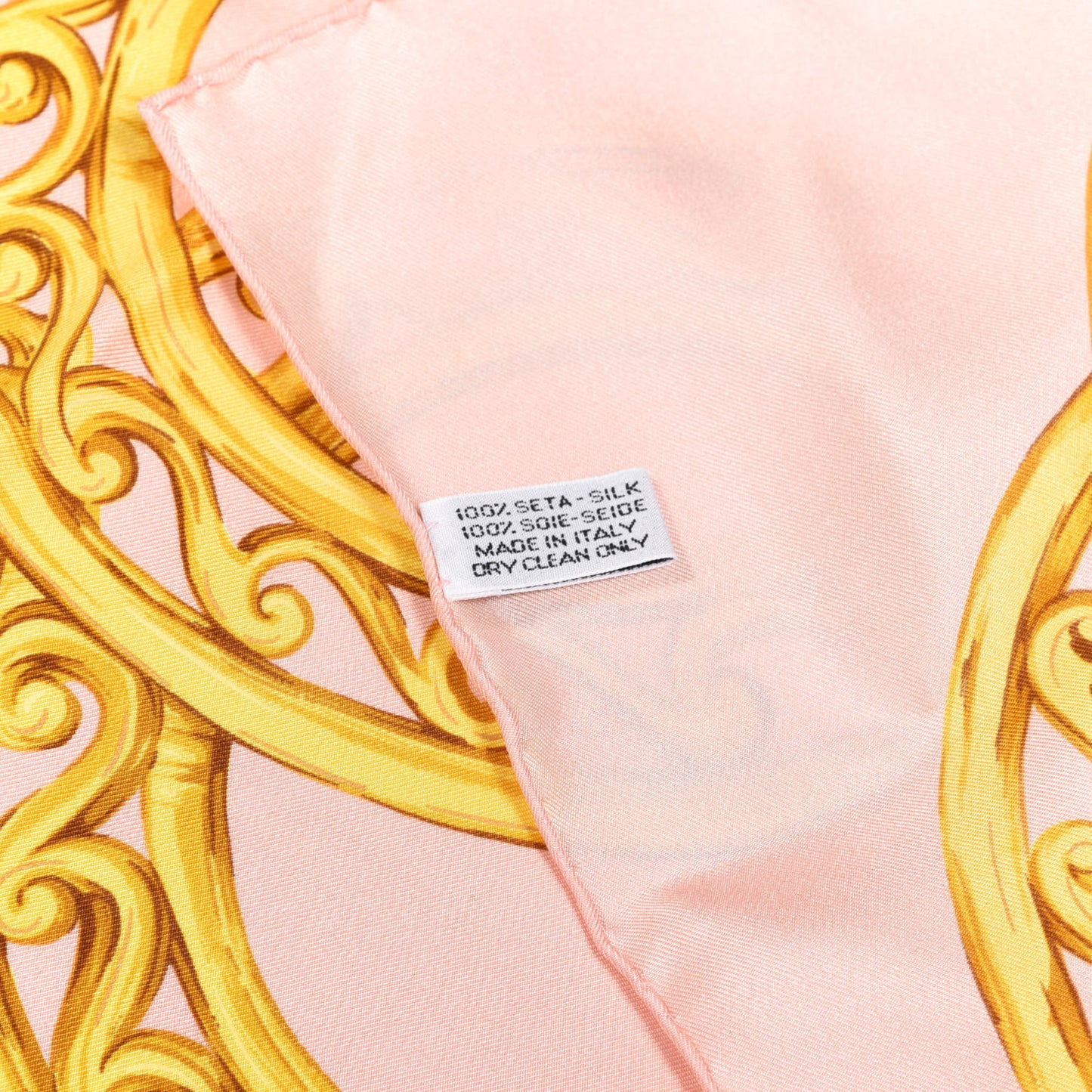 Silk CC Chain Square Scarf Pink