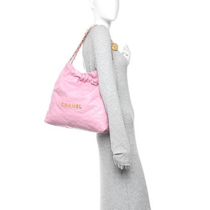Chanel Shiny Calfskin Quilted Chanel 22 Drawstring Bag Pink 2 of 11
