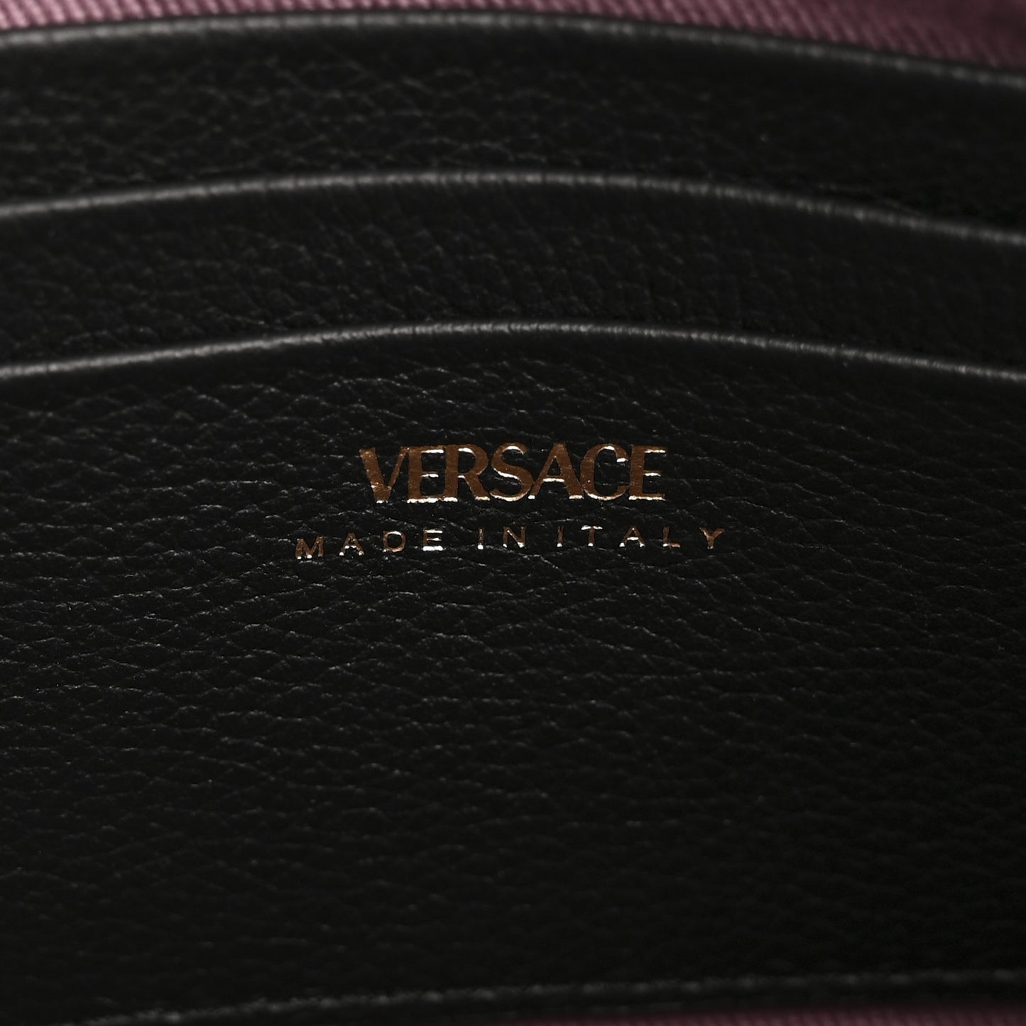 Grained Calfskin Medusa Wrist Zip Pouch Black