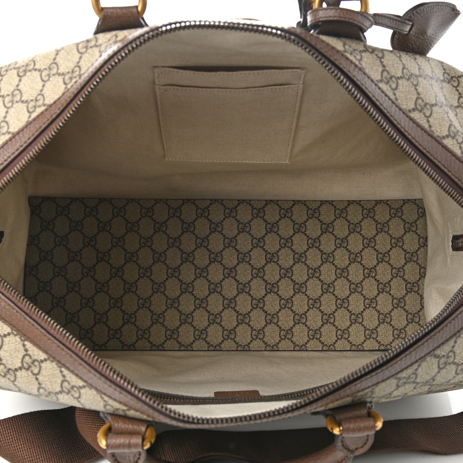 Gucci GG Supreme Monogram Textured Dollar Calfskin Web Medium Ophidia Carry-On Duffle Bag Beige Ebony New Acero 5 of 10