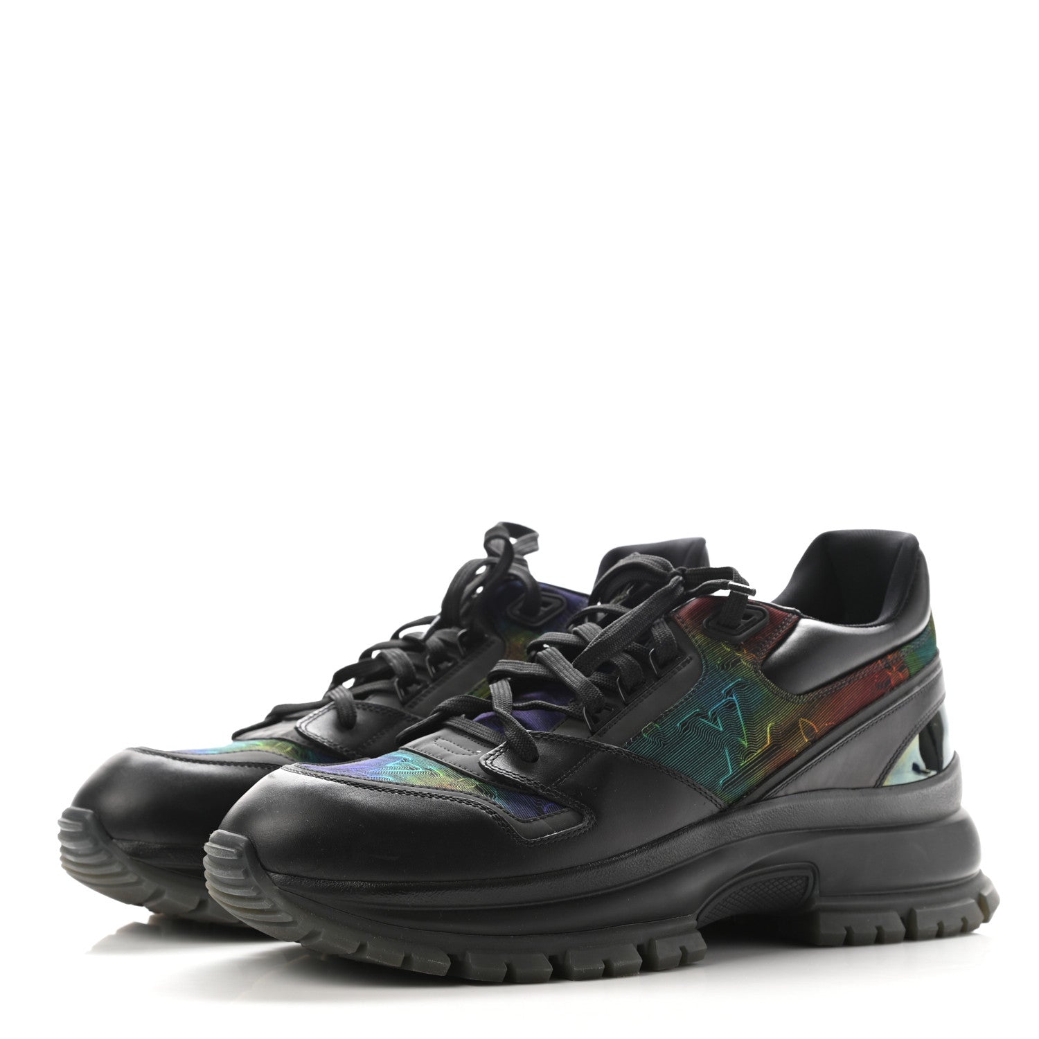 Louis Vuitton Calfskin Monogram 2054 Trail Sneakers 9 Black Multicolor 3 of 9