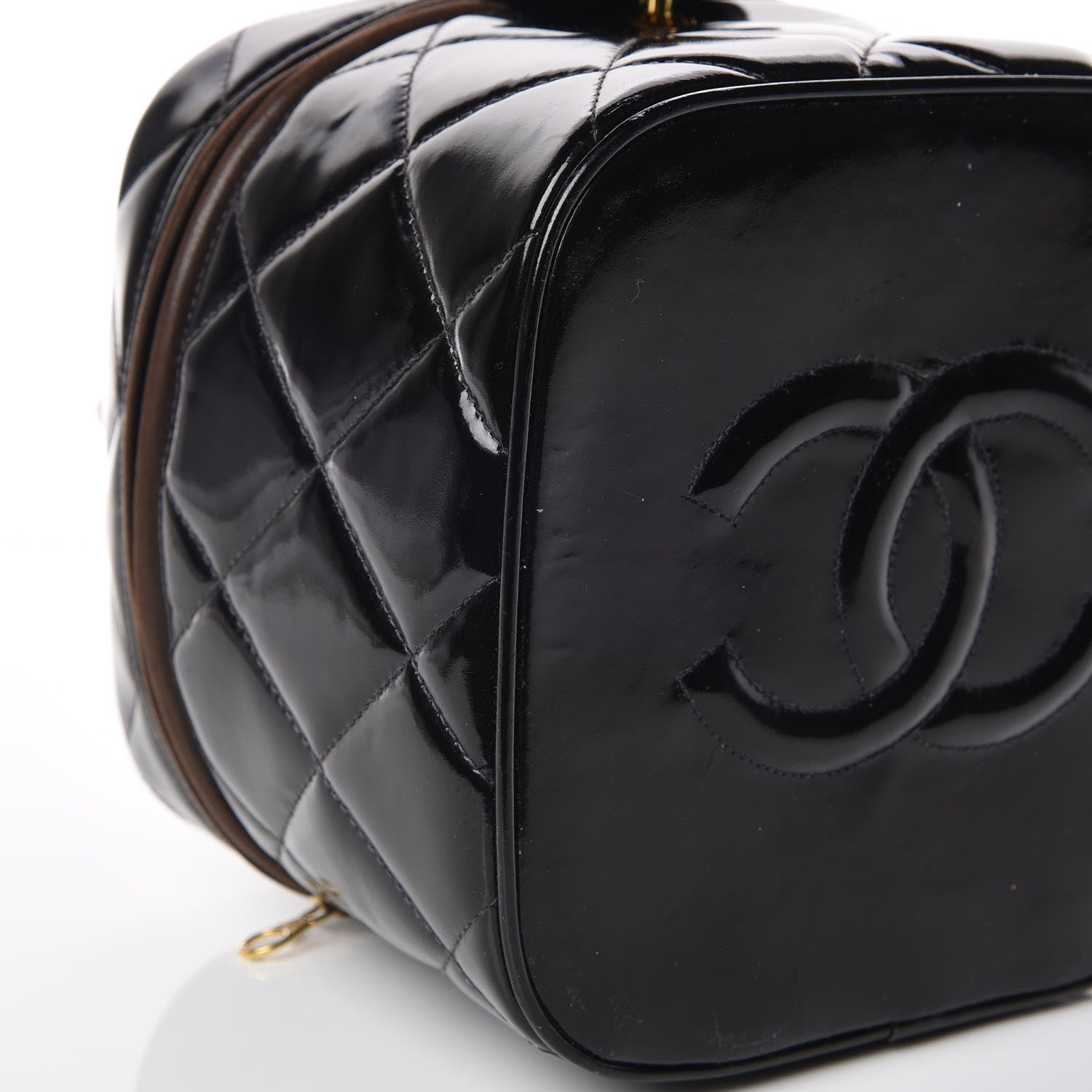 Chanel Patent Quilted Vanity Cosmetic Case Black 5 of 15