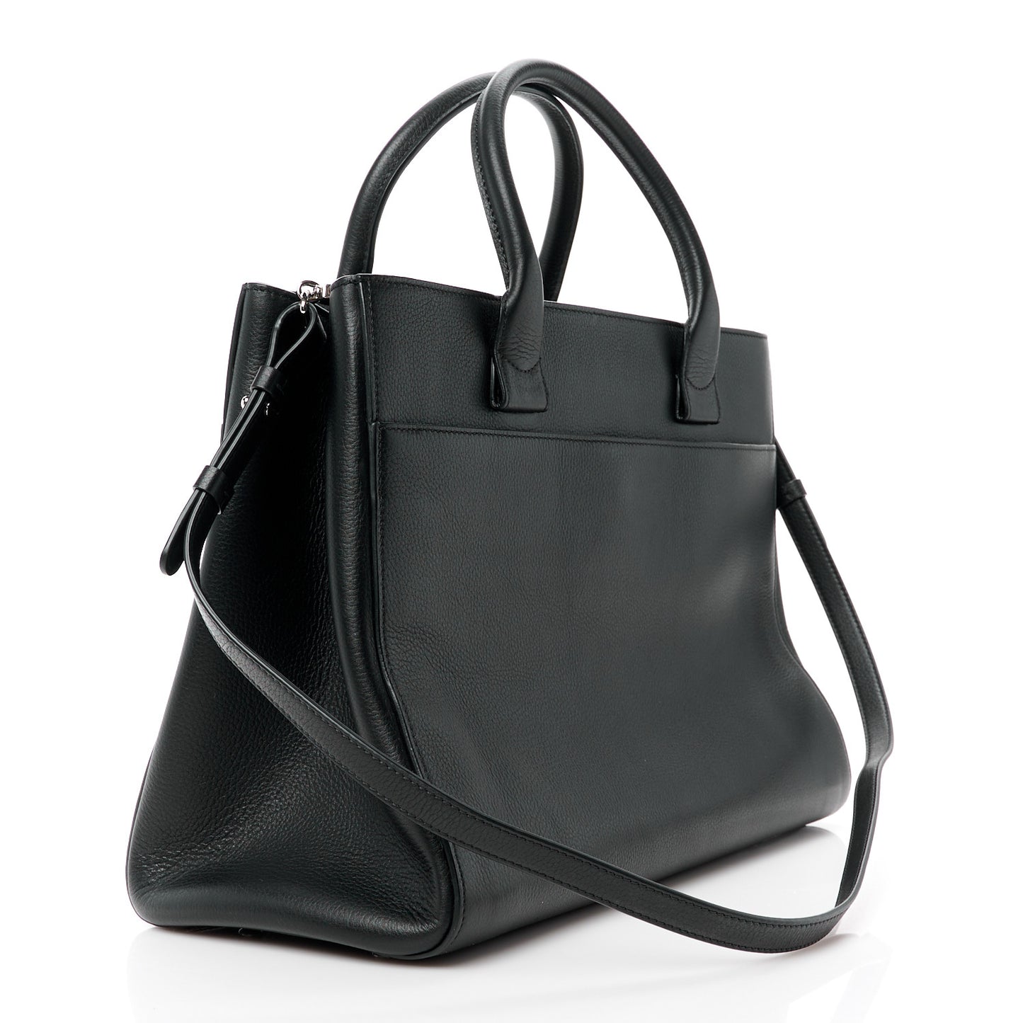 Grained Calfskin Medium Neo Executive Shopper Tote Black