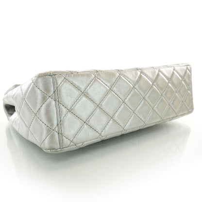Chanel Lambskin Maxi Single Flap Metallic Silver 4 of 9
