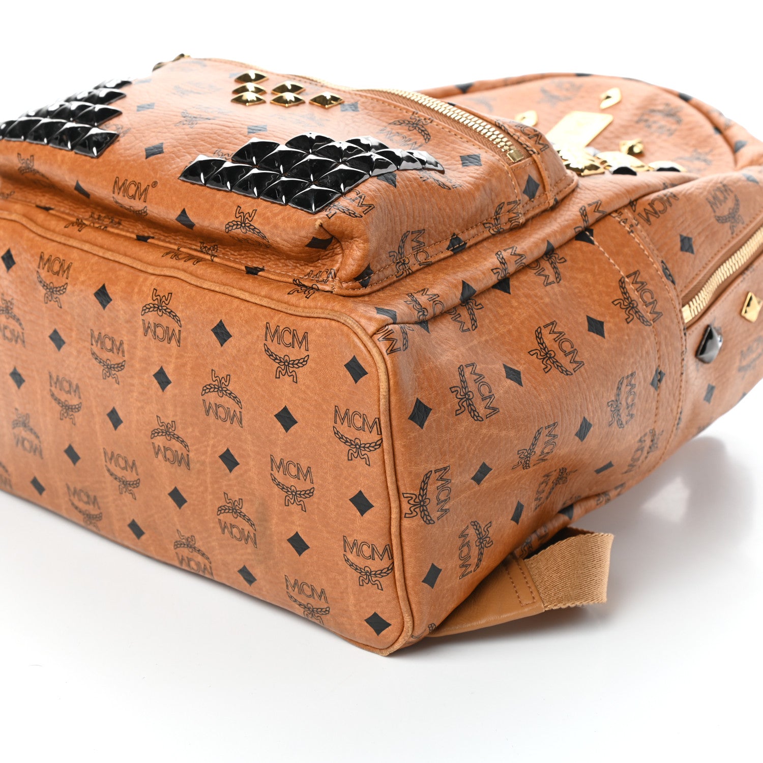 MCM Visetos Studded Medium Stark M Backpack Cognac 9 of 9