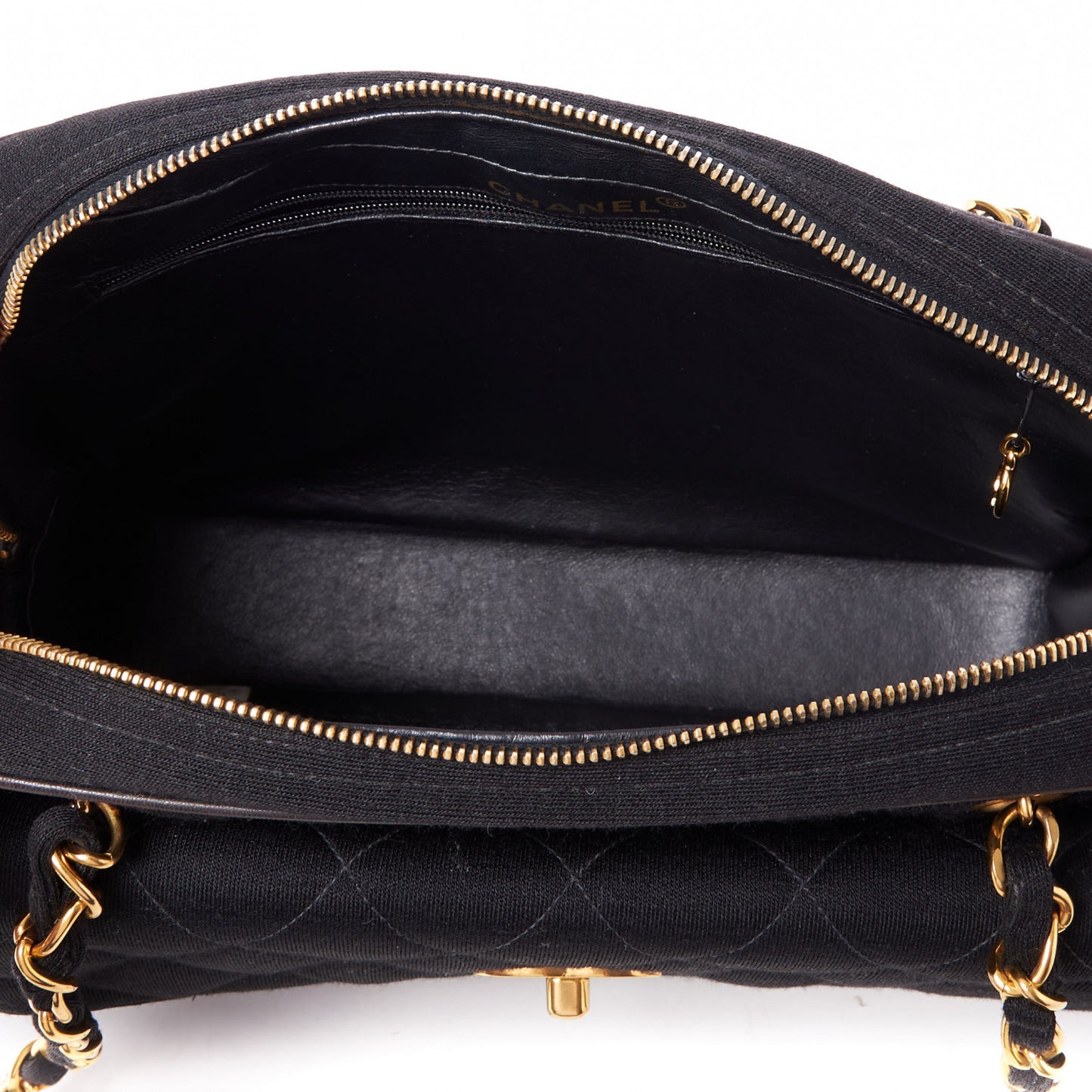 Jersey Quilted CC Shoulder Bag Black