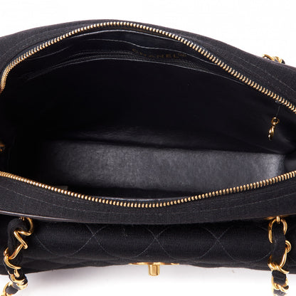 Chanel Jersey Quilted CC Shoulder Bag Black 4 of 11