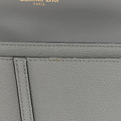 Christian Dior Grained Calfskin Saddle Chain Wallet Pouch Grey Stone 14 of 15