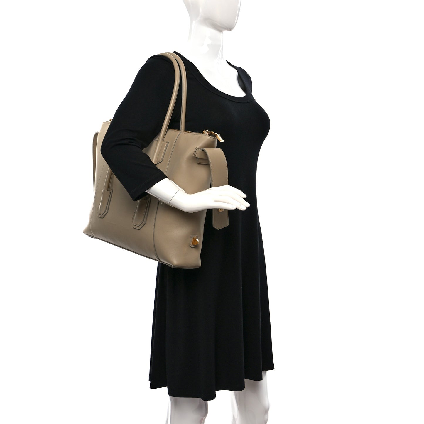 Smooth Calfskin Medium Antigona Lock Duffle Bag Beige