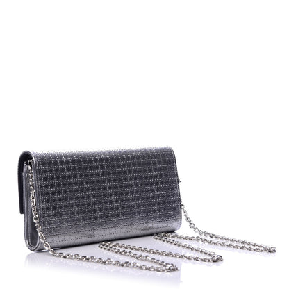 Christian Dior Metallic Patent Micro-Cannage Lady Dior Croisiere Chain Wallet Silver 2 of 8