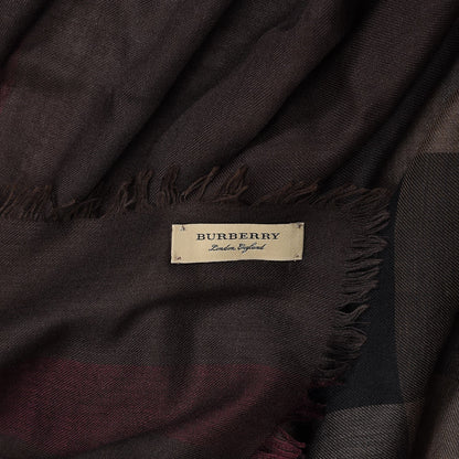 Burberry Modal Giant Check Gauze Scarf Brown 7 of 7