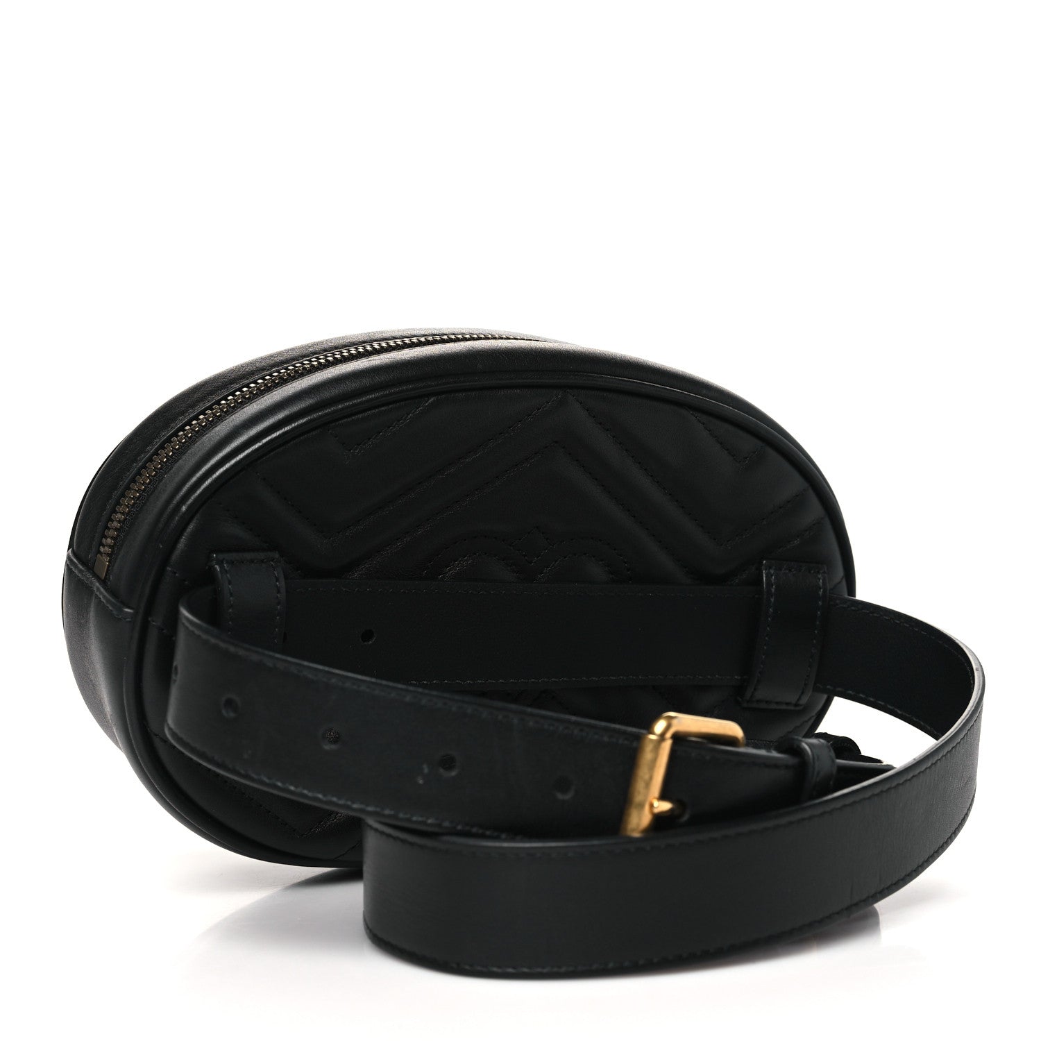 Gucci Calfskin Matelasse GG Marmont Belt Bag 85 34 Black 3 of 11