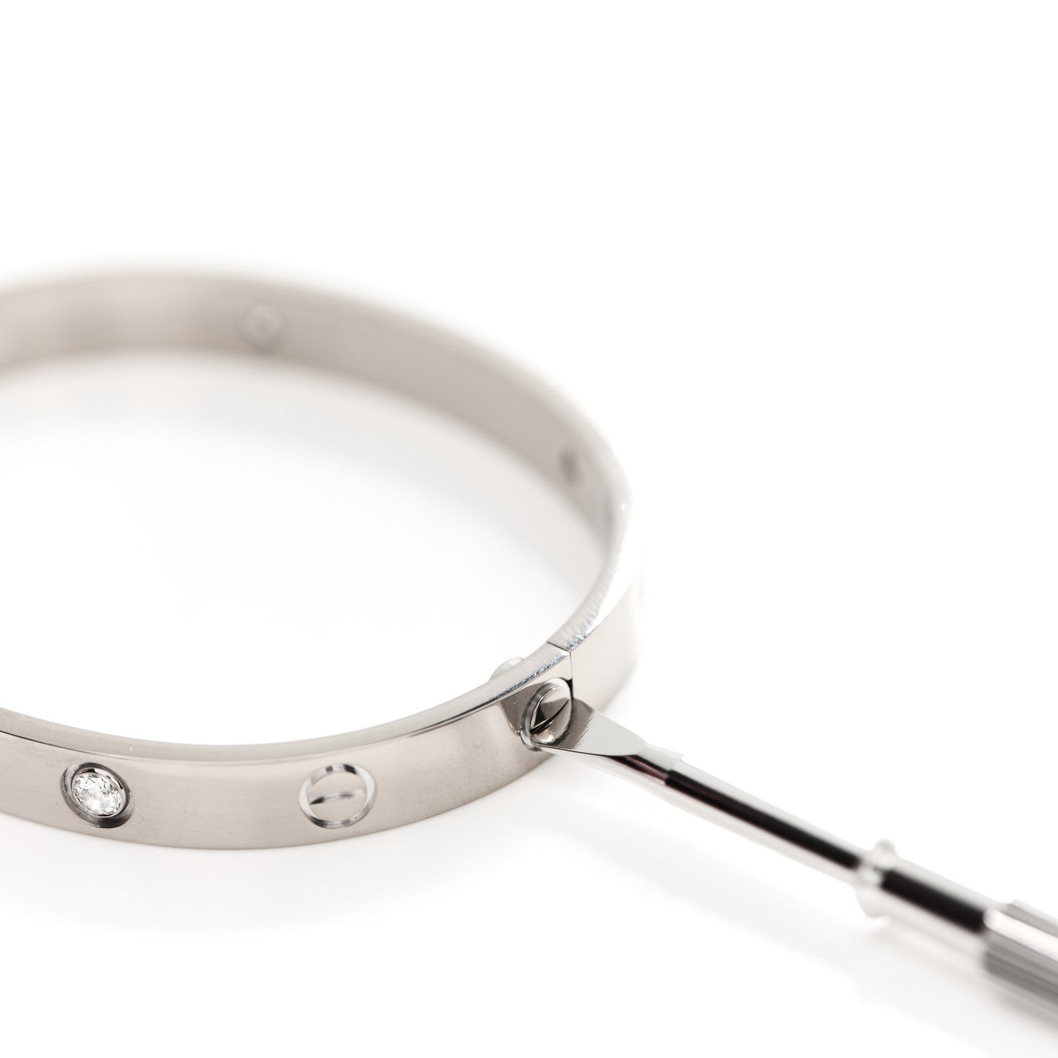 Cartier 18K White Gold 4 Diamond LOVE Bracelet 16 5 of 7