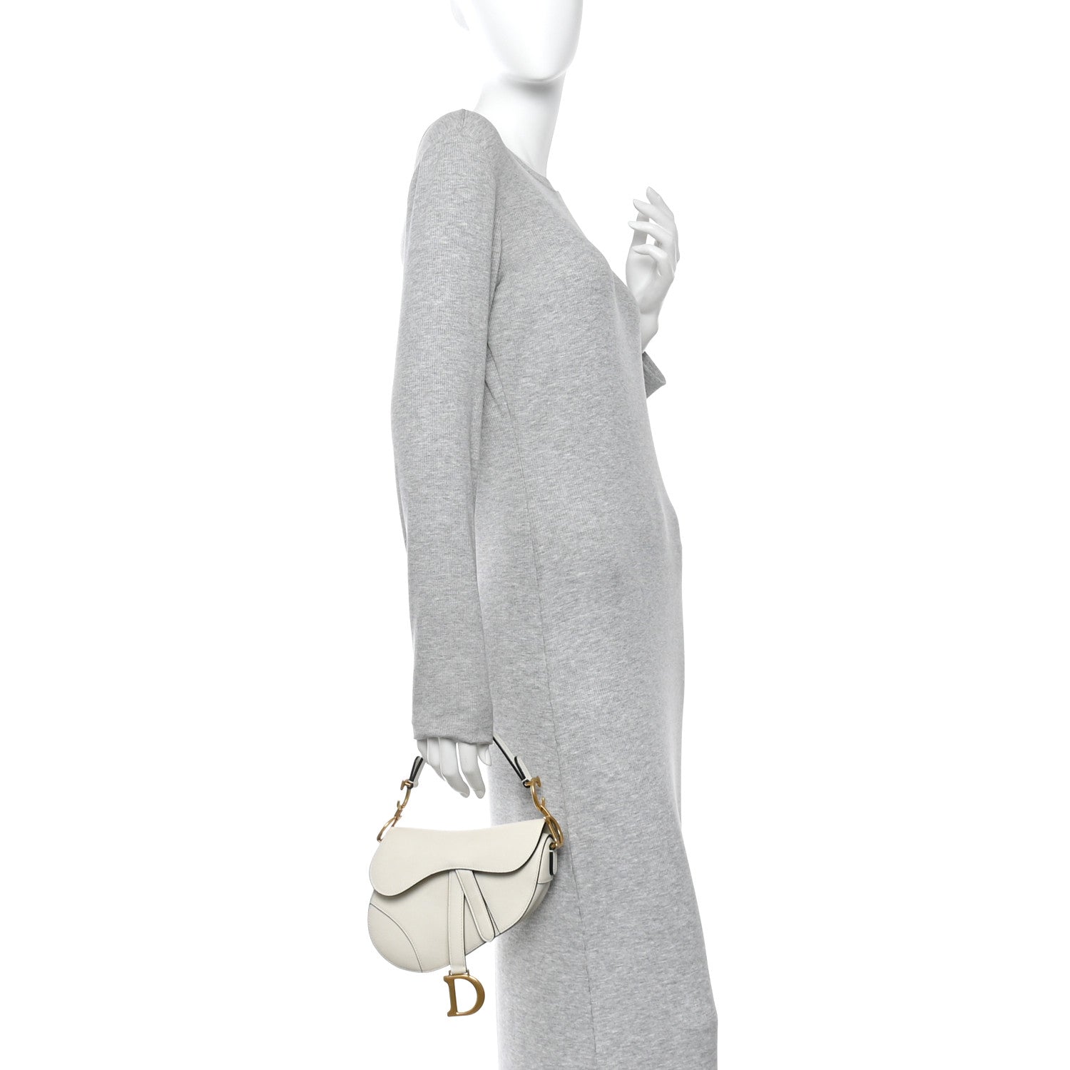 Christian Dior Grained Calfskin Mini Saddle Bag White 2 of 13