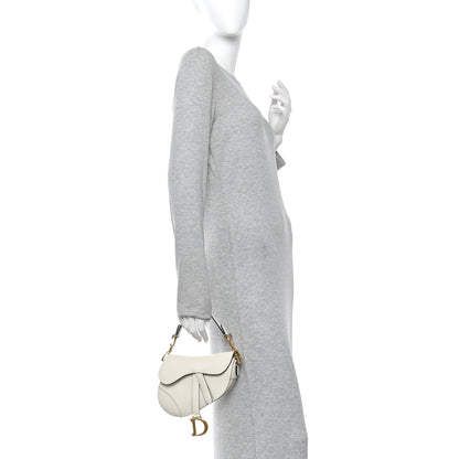 Christian Dior Grained Calfskin Mini Saddle Bag White 2 of 13