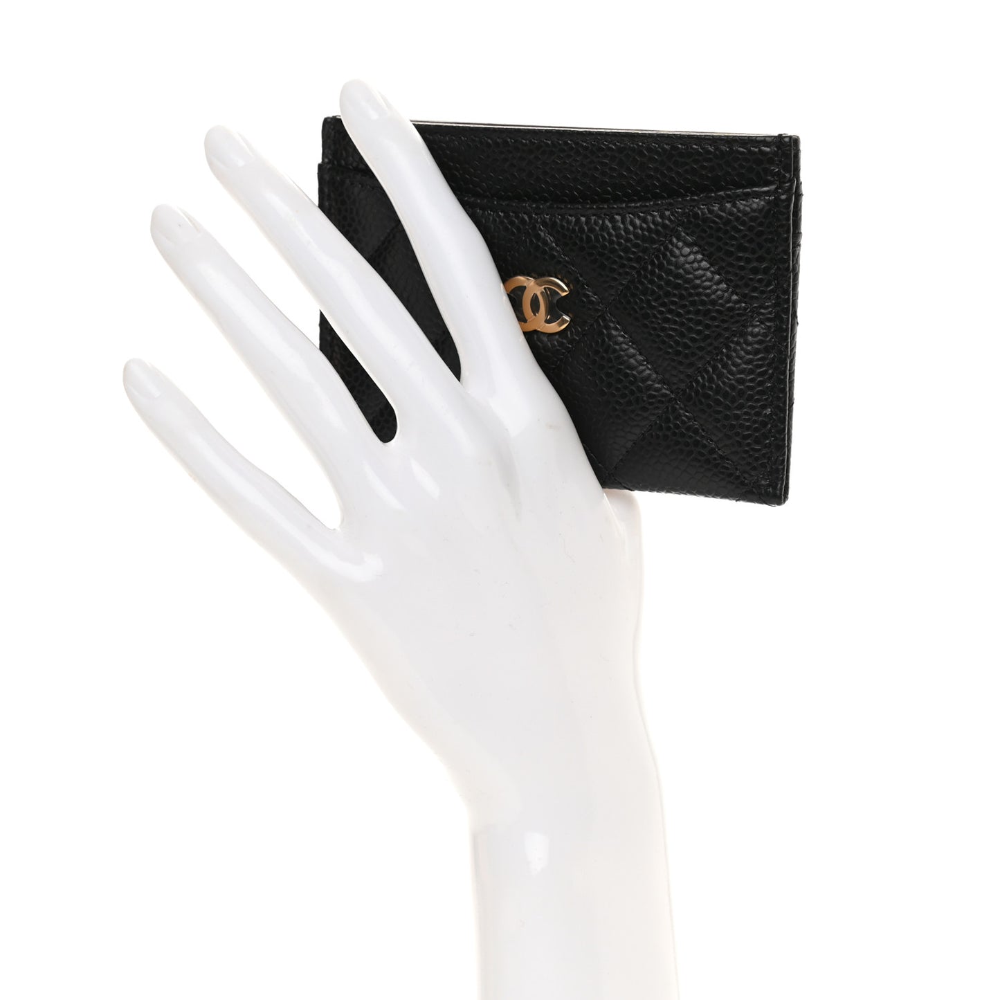 Caviar Quilted Card Holder Black