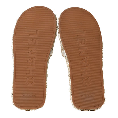 Chanel Raffia CC Espadrille Slip On Sandals 36 Beige 7 of 12