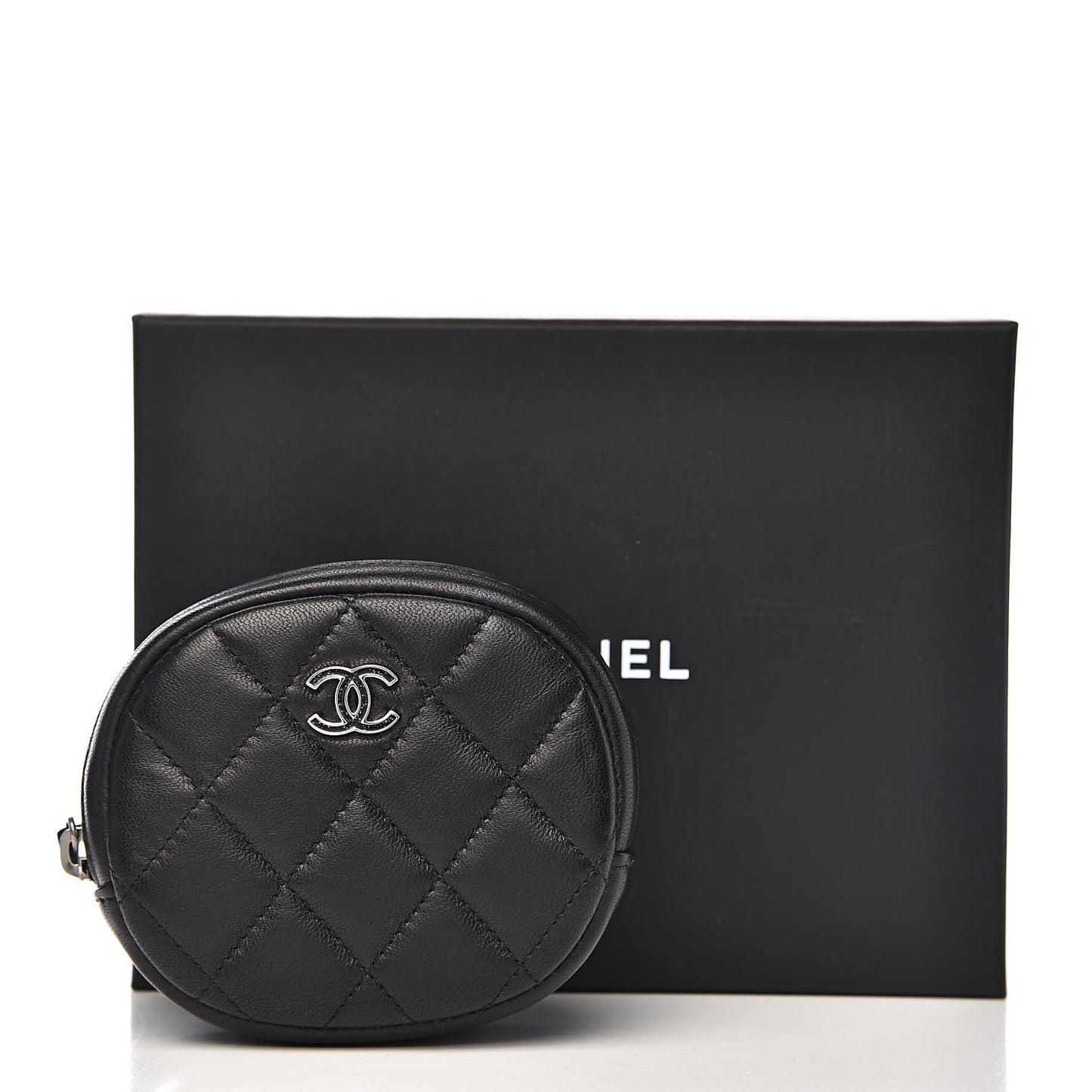 Lambskin Quilted Zip Around Classic Coin Purse Black