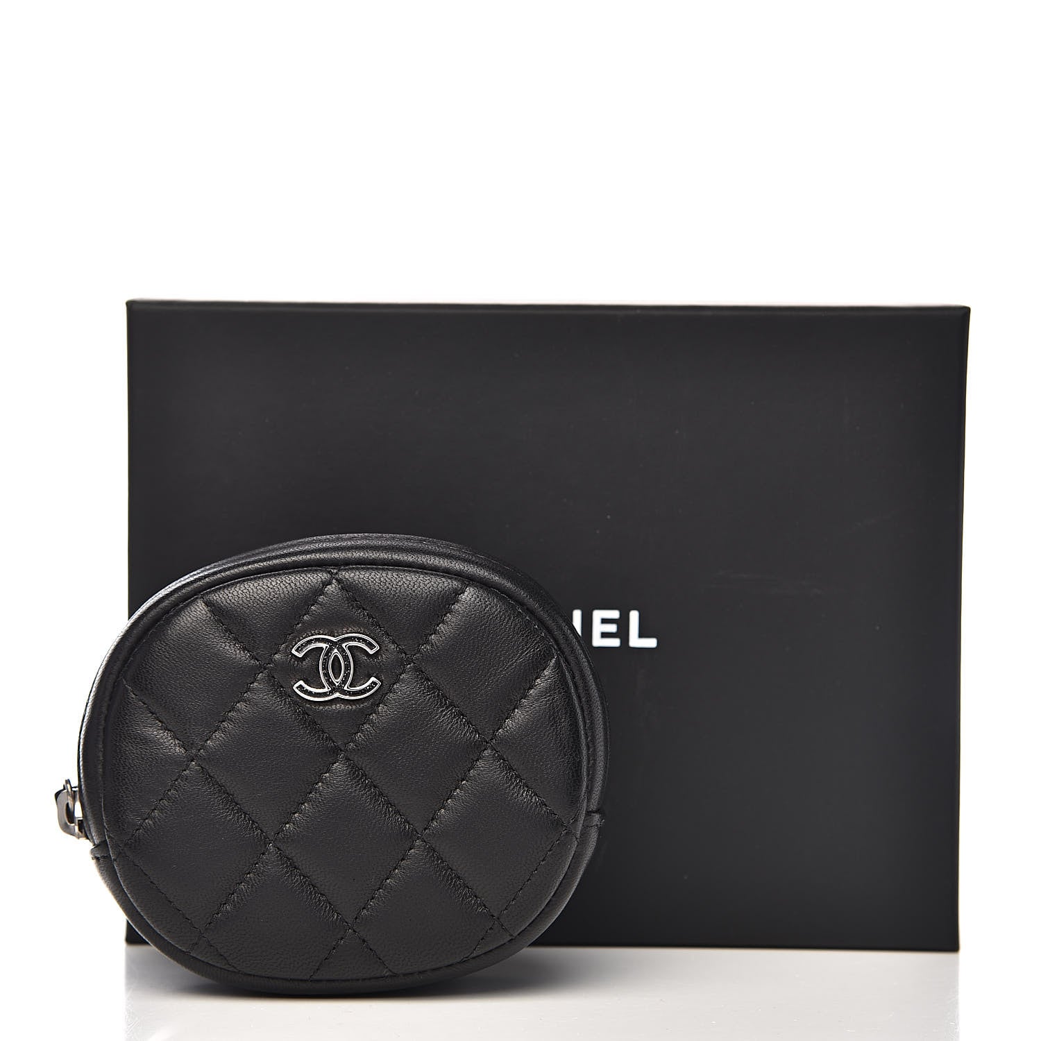 Chanel Lambskin Quilted Zip Around Classic Coin Purse Black 8 of 8