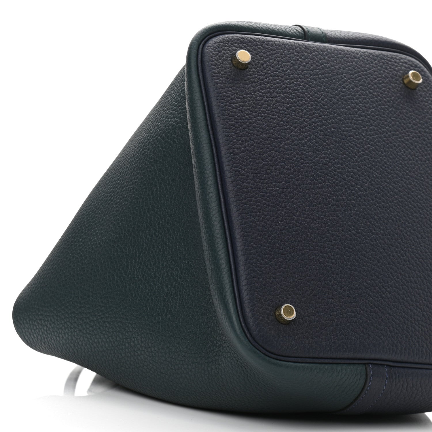 Hermes Taurillon Clemence Casaque Picotin Lock 22 MM Vert Cypres Bleu Nuit Black 9 of 11