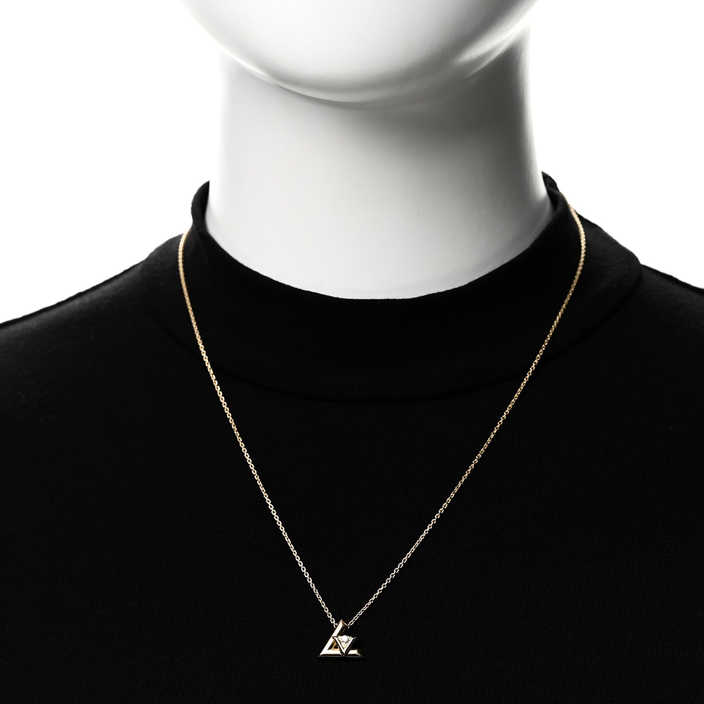 18K Yellow Gold Diamond Small LV Volt One Pendant Necklace