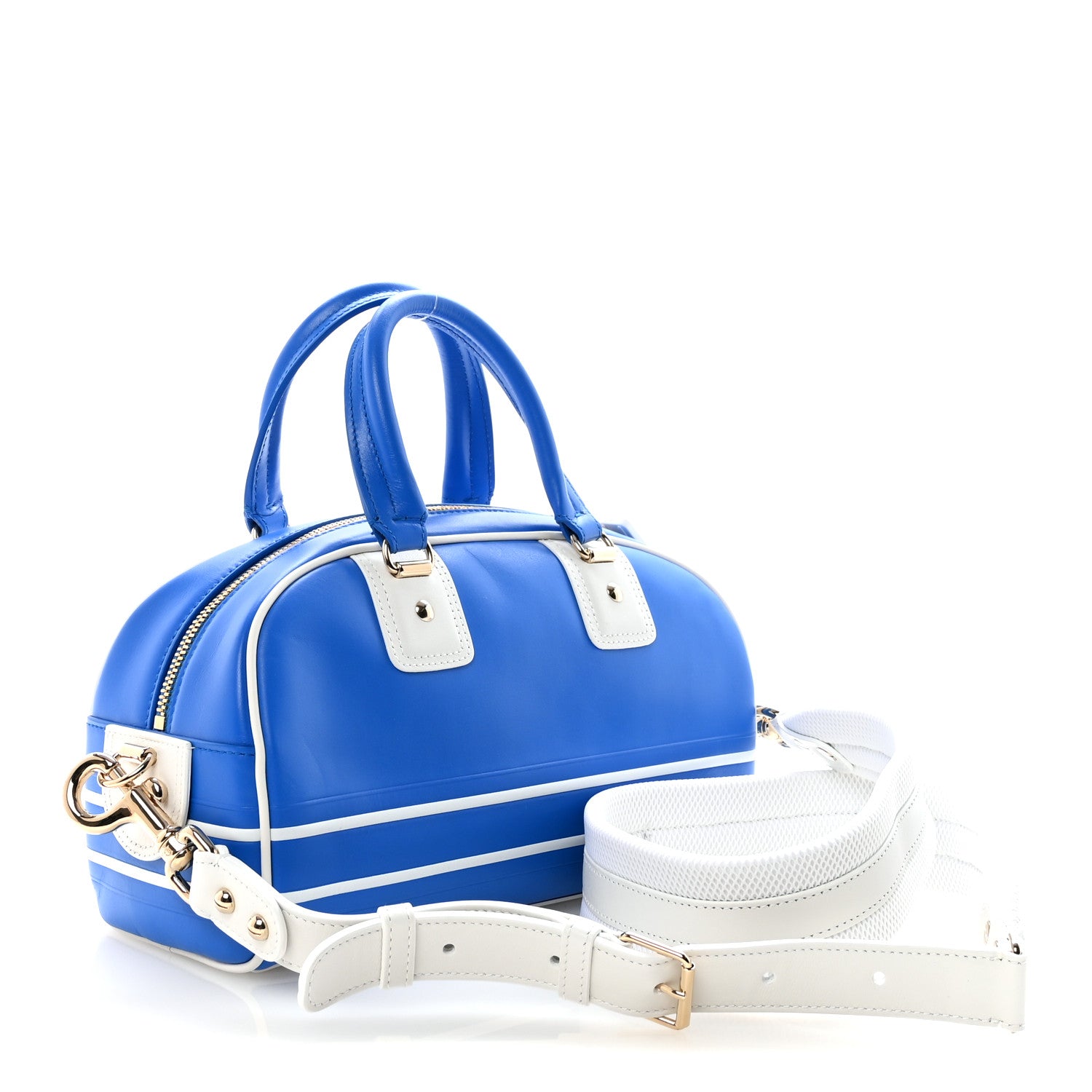 Christian Dior Calfskin Small Dior Vibe Zip Bowling Bag Blue 3 of 10