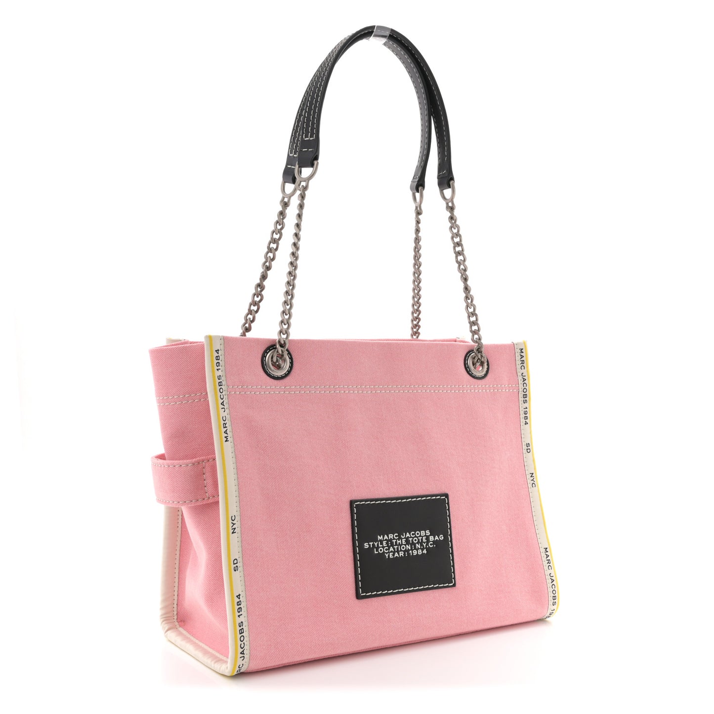 Denim Canvas Medium Chain Bag Ribbon Pink