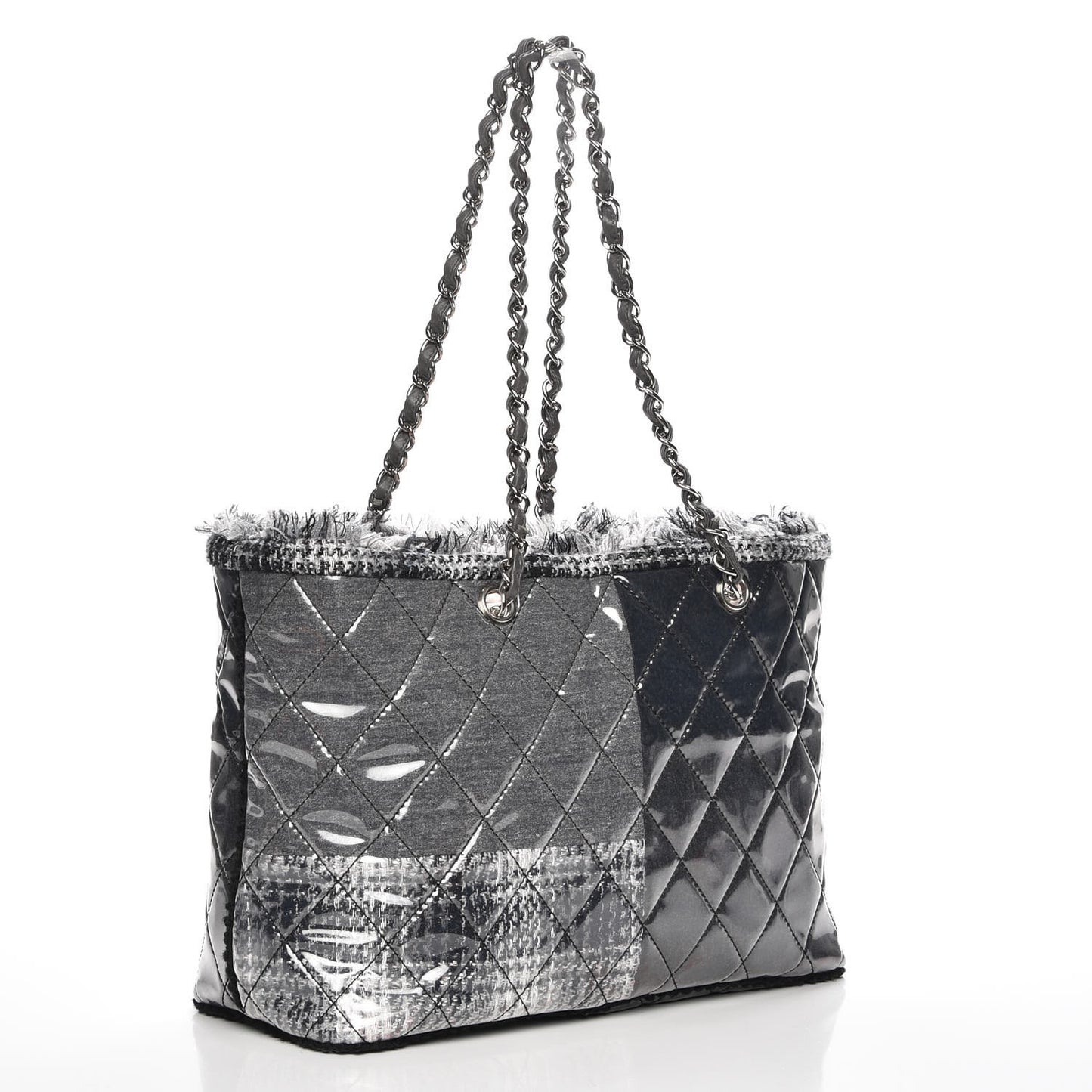 Vinyl Funny Tweed Patchwork Tote Grey