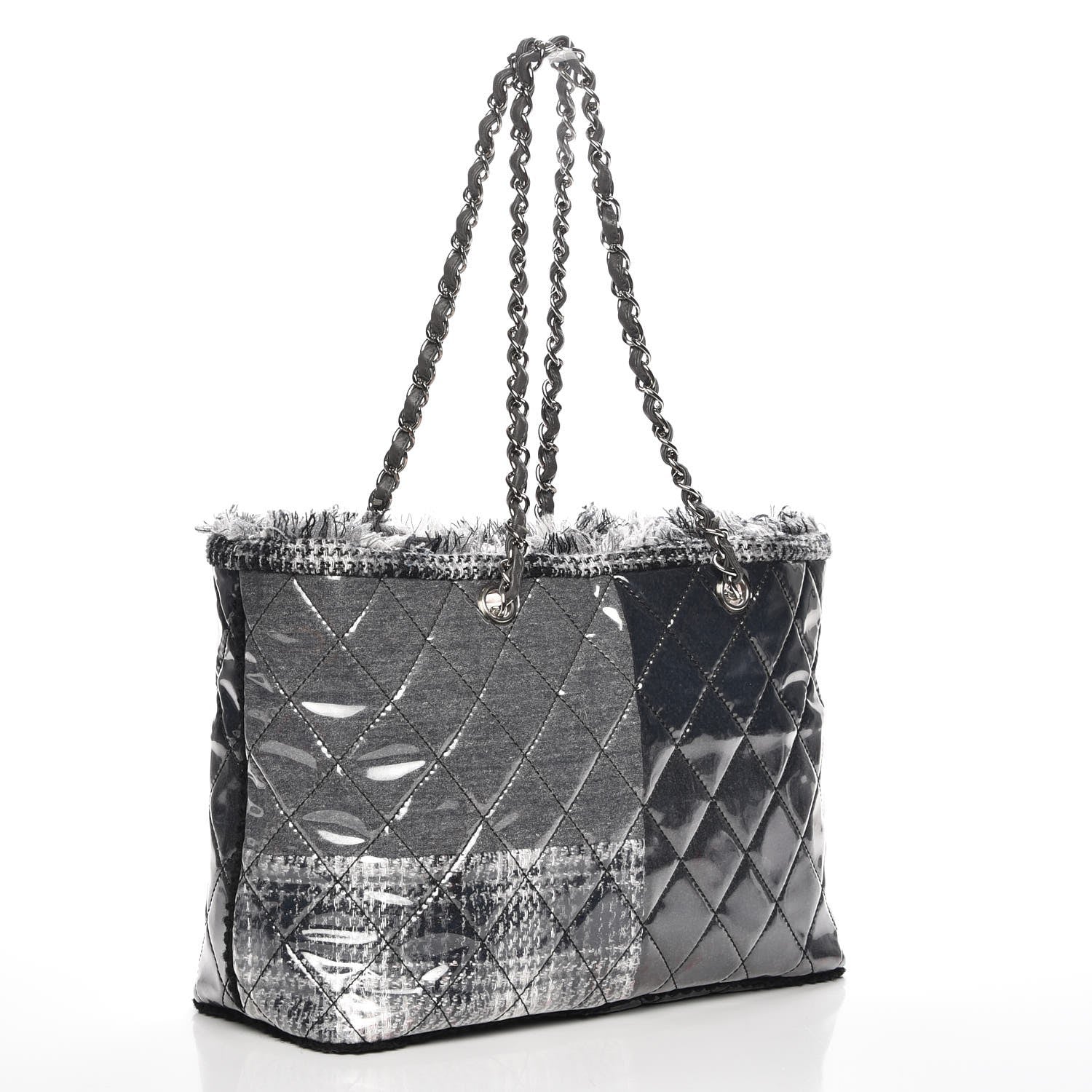 Chanel Vinyl Funny Tweed Patchwork Tote Grey 3 of 7