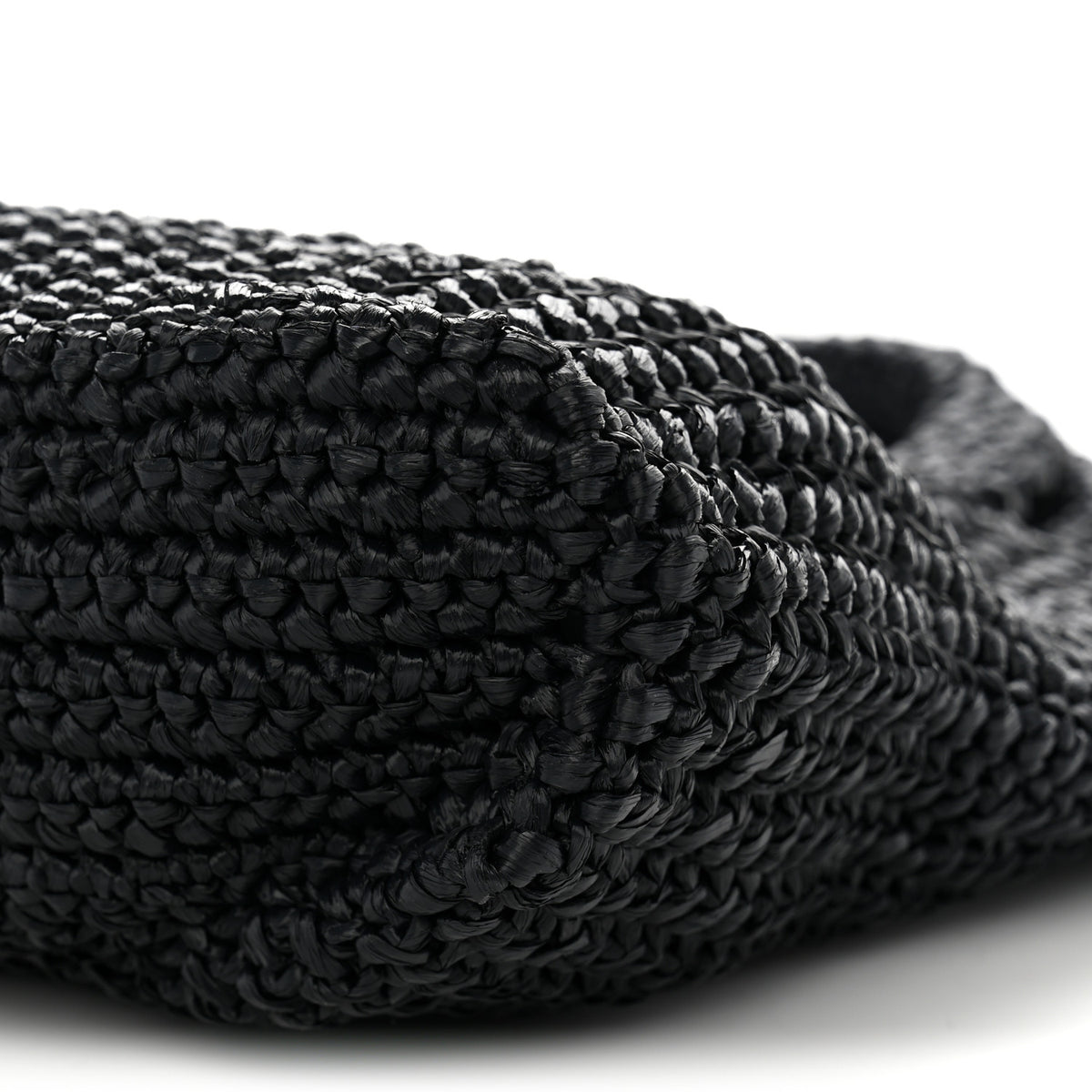 Yarn Raffia Effect Crochet Small Logo Tote Black