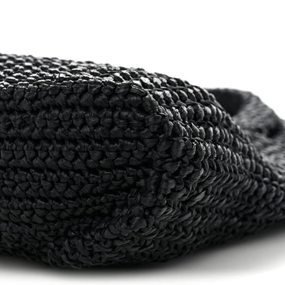 Prada Yarn Raffia Effect Crochet Small Logo Tote Black 10 of 10