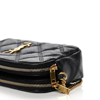 Saint Laurent Grained Lambskin Quilted Mini Becky Double Zip Bag Black 11 of 14