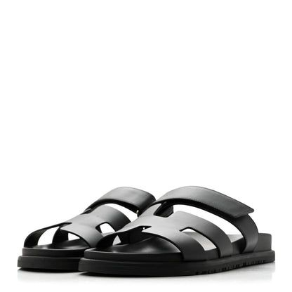 Hermes Calfskin Womens Chypre Sandals 39 Black 4 of 13