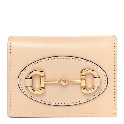 Gucci Boarded Plutone Calfskin Horsebit 1955 Card Case Wallet Bubble Tea 1 of 11