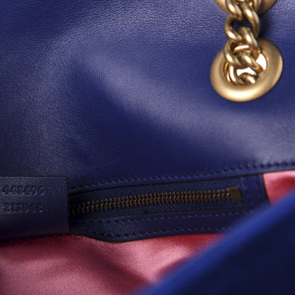 Gucci Velvet Matelasse Medium GG Marmont Shoulder Bag Cobalt Blue 9 of 10
