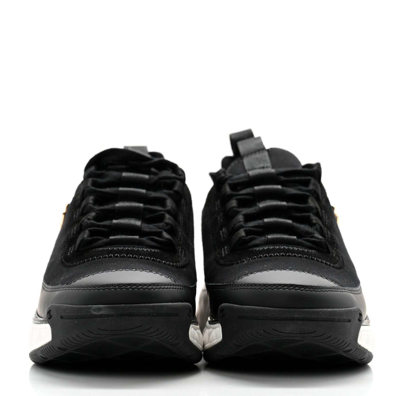 Chanel Velvet Calfskin Mixed Fibers CC Sneakers 36 Black 2 of 10