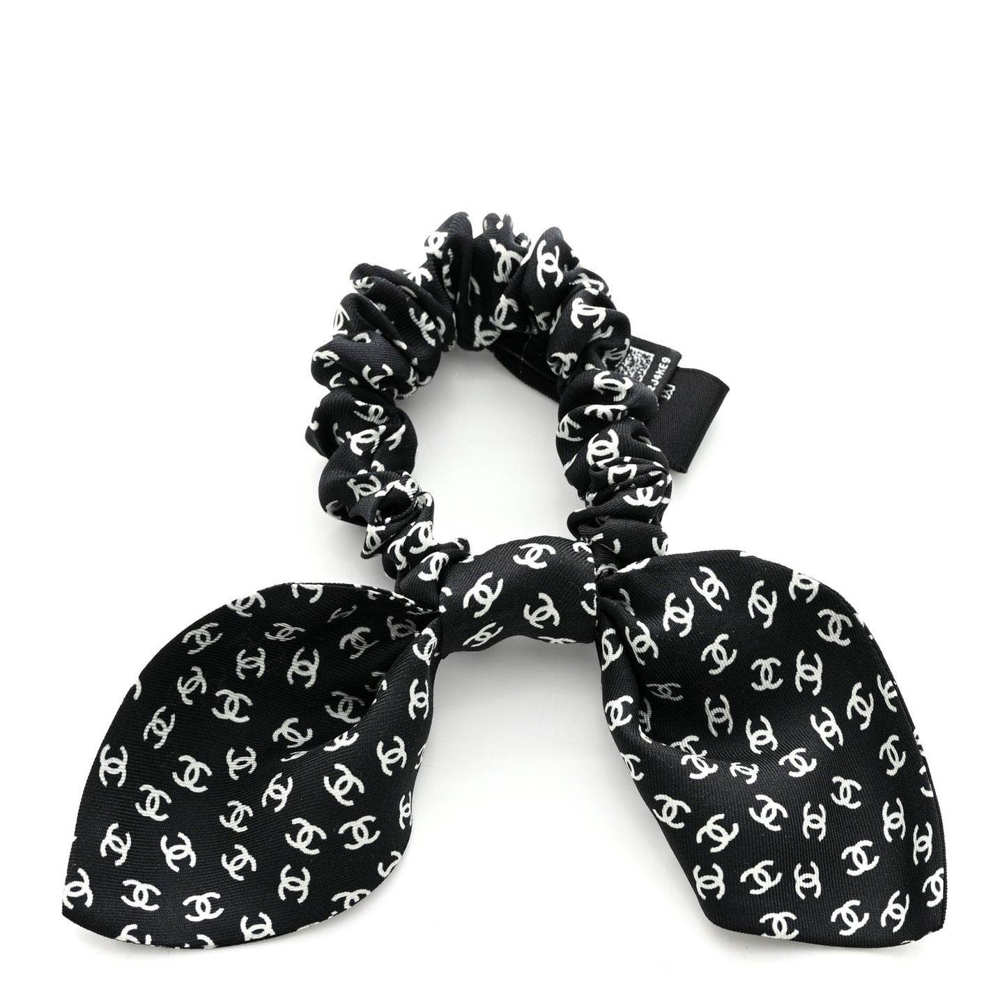 Silk Twill CC Scarf Hair Tie Black White