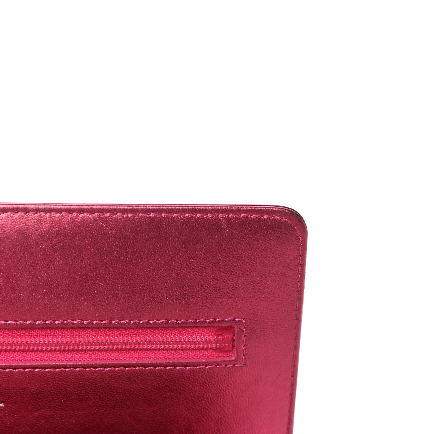 Chanel Metallic Patent Calfskin Quilted Boy Wallet On Chain WOC Fuchsia 14 of 18
