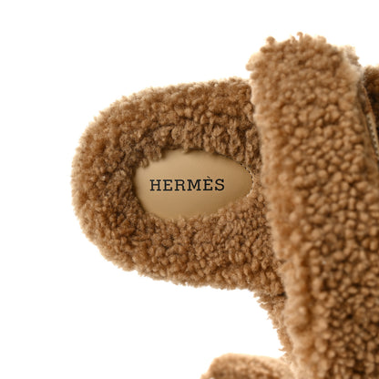 Hermes Woolskin Mens Chypre Sandals 42.5 Beige Gobi 7 of 8