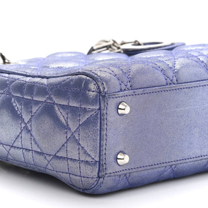 Christian Dior Metallic Lambskin Cannage Mini Lady Dior Dew Bleu 8 of 9
