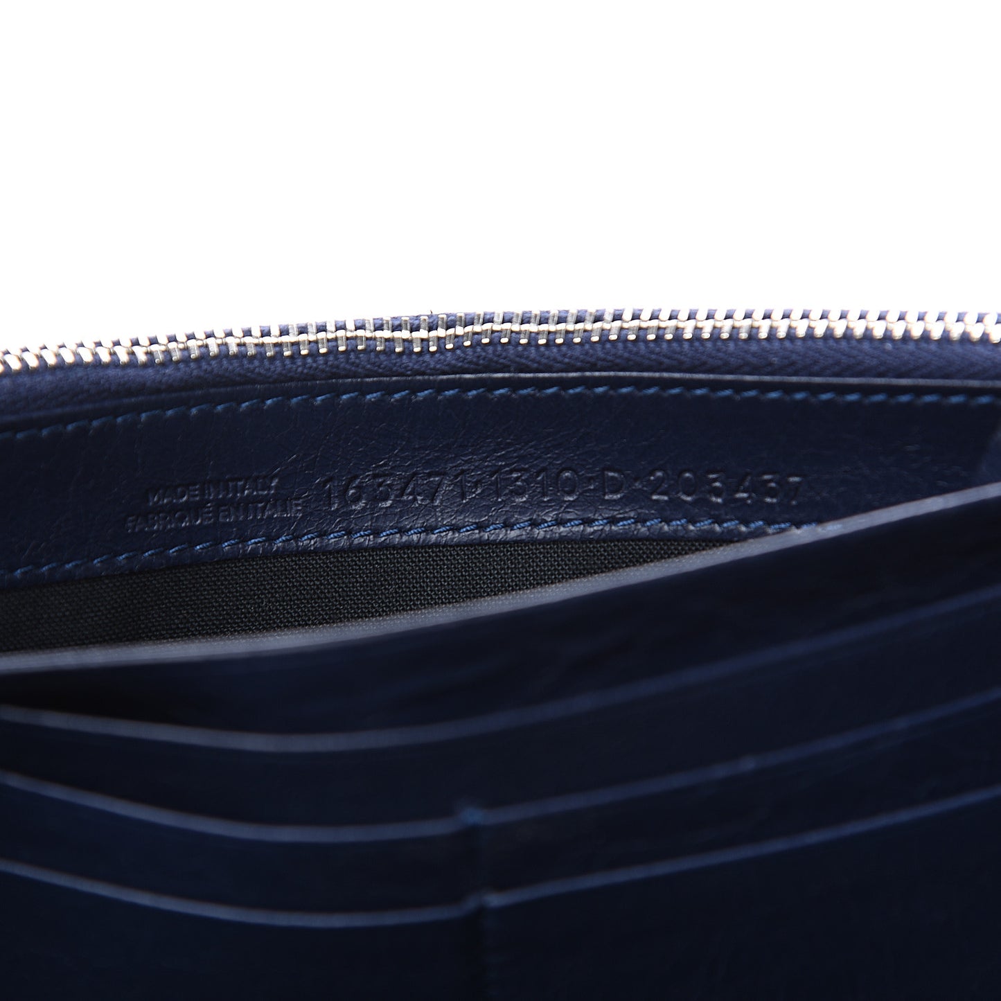Agneau Classic Silver Hardware Money Wallet Bleu Obscur