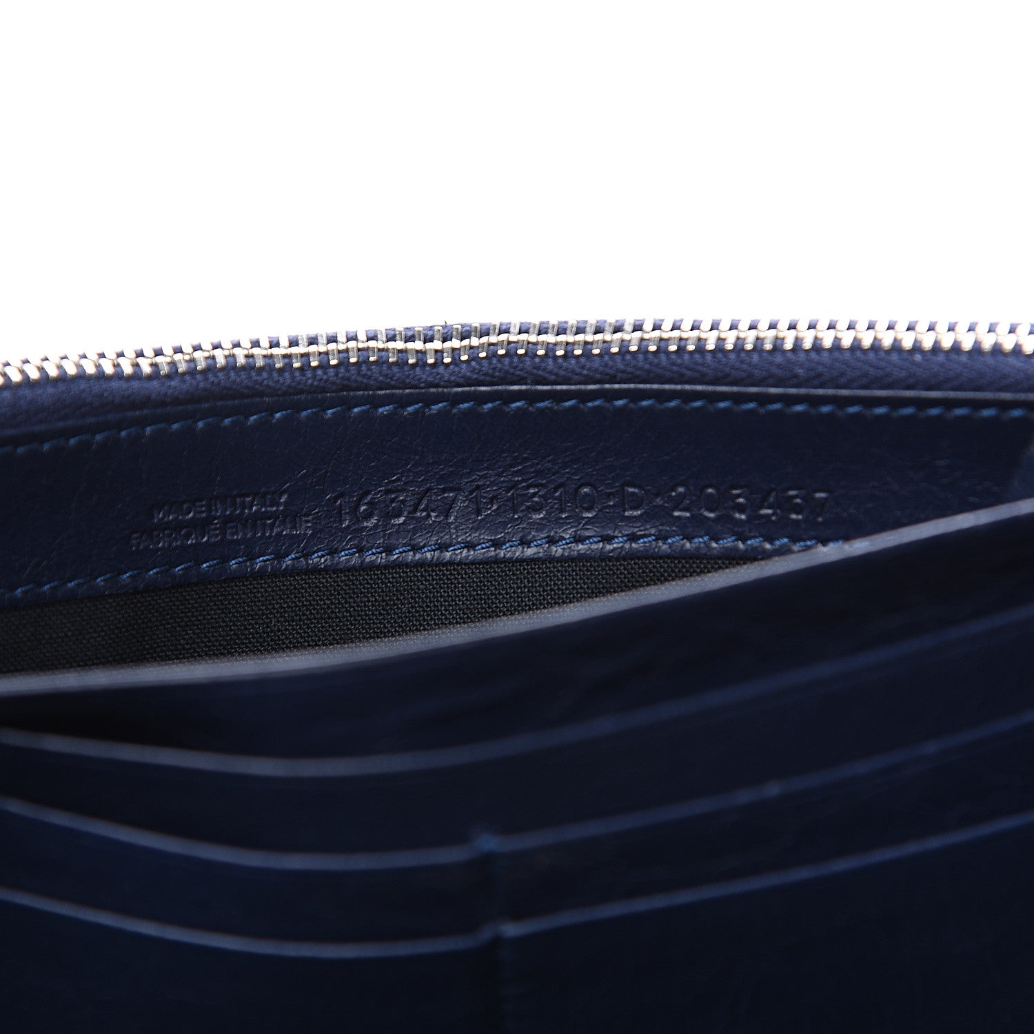 Balenciaga Agneau Classic Silver Hardware Money Wallet Bleu Obscur 6 of 7
